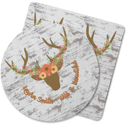 Floral Antler Rubber Backed Coaster (Personalized)