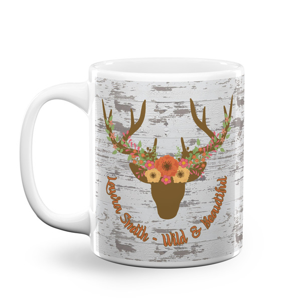 Custom Floral Antler Coffee Mug (Personalized)