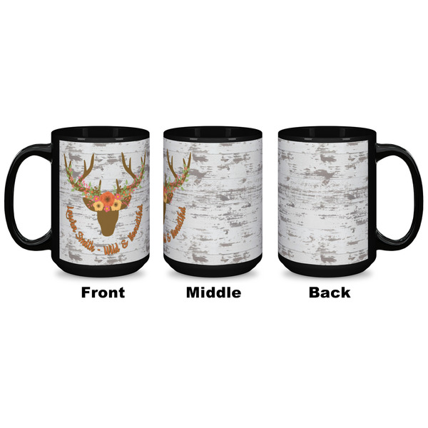 Floral Antler Coffee Mug - 15 oz - Black APPROVAL