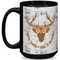 Floral Antler 15 Oz Coffee Mug - Black (Personalized)
