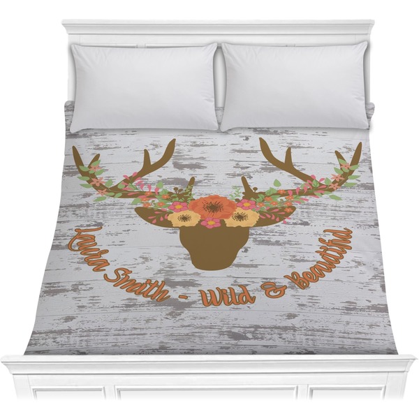 Custom Floral Antler Comforter - Full / Queen (Personalized)
