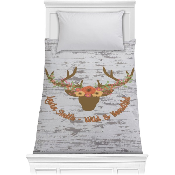 Custom Floral Antler Comforter - Twin XL (Personalized)