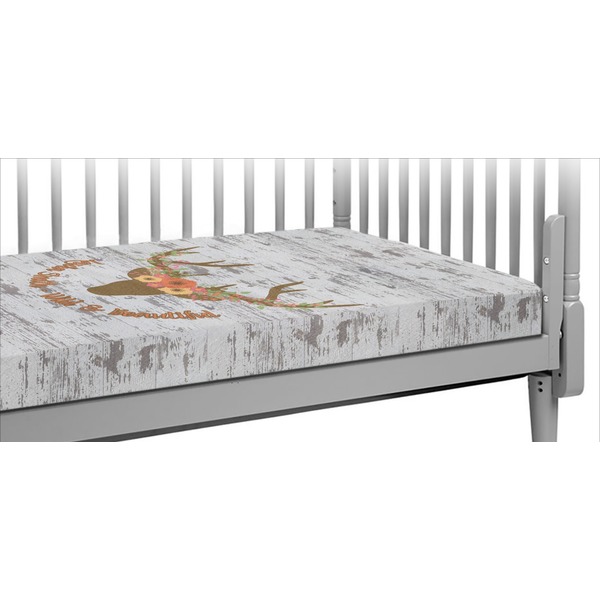 Custom Floral Antler Crib Fitted Sheet (Personalized)