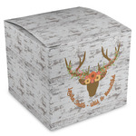 Floral Antler Cube Favor Gift Boxes (Personalized)
