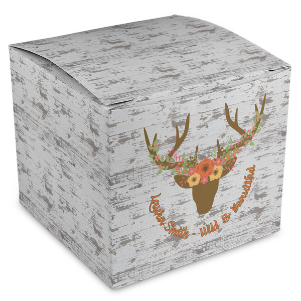 Custom Floral Antler Cube Favor Gift Boxes (Personalized)