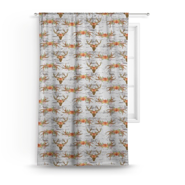 Custom Floral Antler Curtain - 50"x84" Panel
