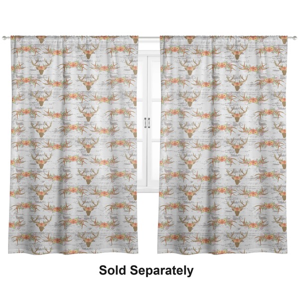 Custom Floral Antler Curtain Panel - Custom Size