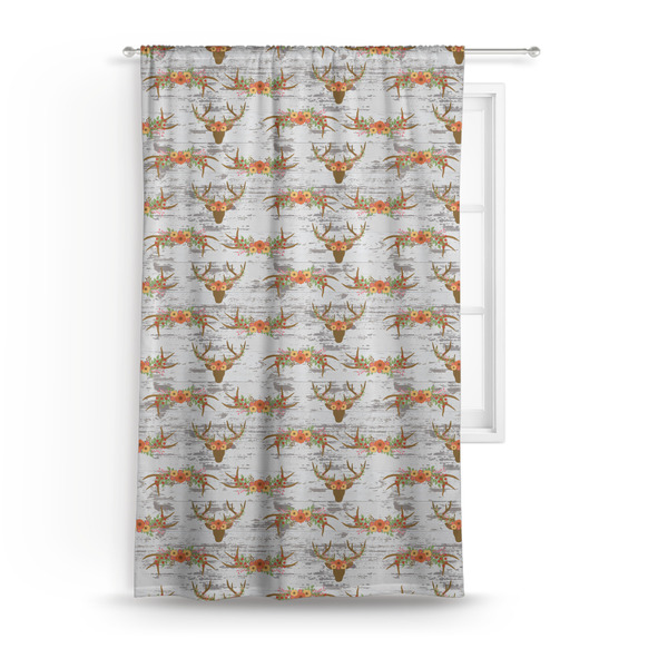 Custom Floral Antler Curtain Panel - Custom Size