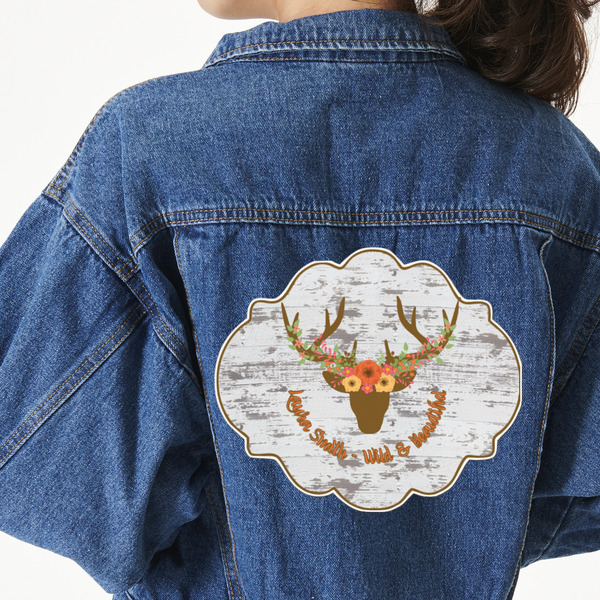 Custom Floral Antler Twill Iron On Patch - Custom Shape - 3XL (Personalized)