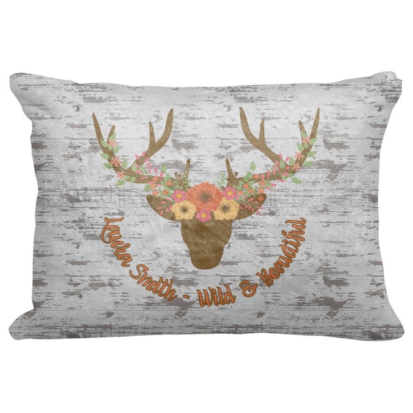 Custom Floral Antler Decorative Baby Pillowcase - 16"x12" (Personalized)