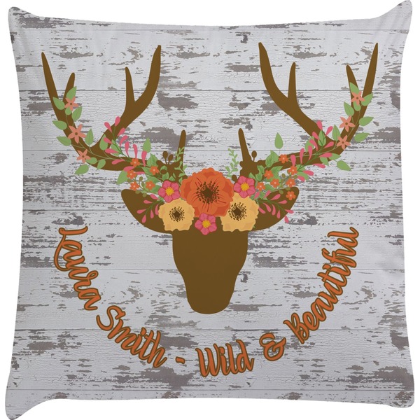 Custom Floral Antler Decorative Pillow Case (Personalized)