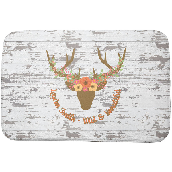 Custom Floral Antler Dish Drying Mat (Personalized)