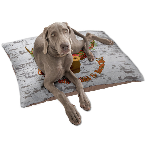 Custom Floral Antler Dog Bed - Large w/ Name or Text