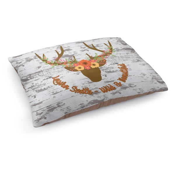 Custom Floral Antler Dog Bed - Medium w/ Name or Text