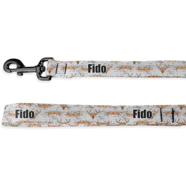 Custom Floral Antler Deluxe Dog Leash - 4 ft (Personalized)