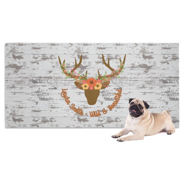 Custom Floral Antler Dog Towel (Personalized)