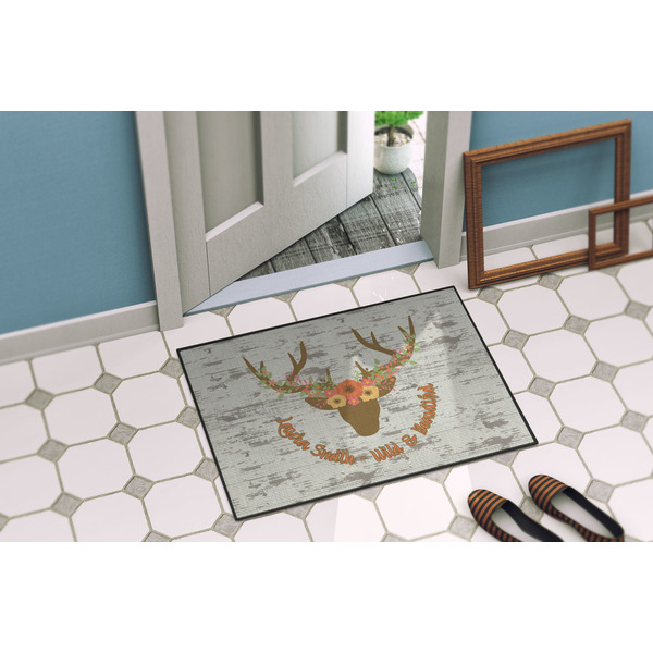 Floral Antler Door Mat Lifestyle