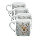 Floral Antler Double Shot Espresso Cups - Set of 4 (Personalized)
