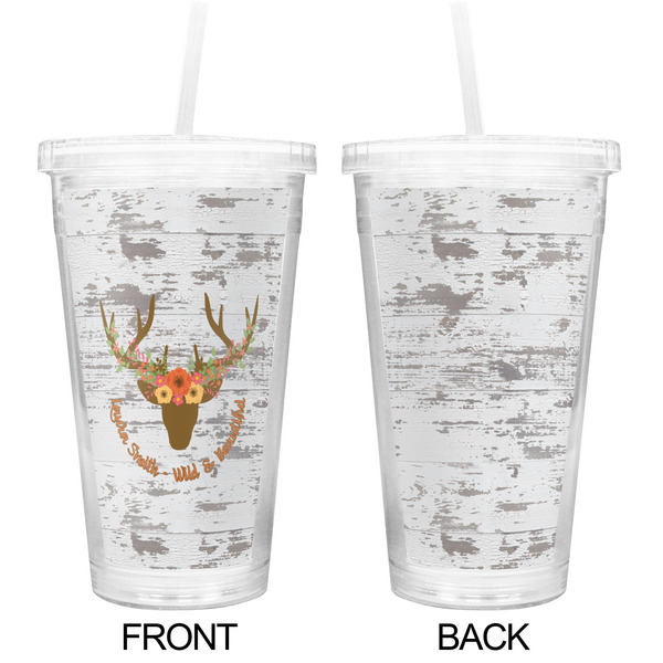 Floral Antler Double Wall Tumbler with Straw - Approval