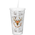 Floral Antler Double Wall Tumbler with Straw (Personalized)