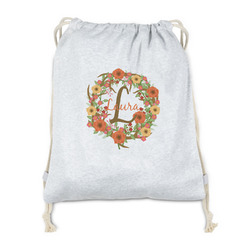 Floral Antler Drawstring Backpack - Sweatshirt Fleece - Double Sided (Personalized)