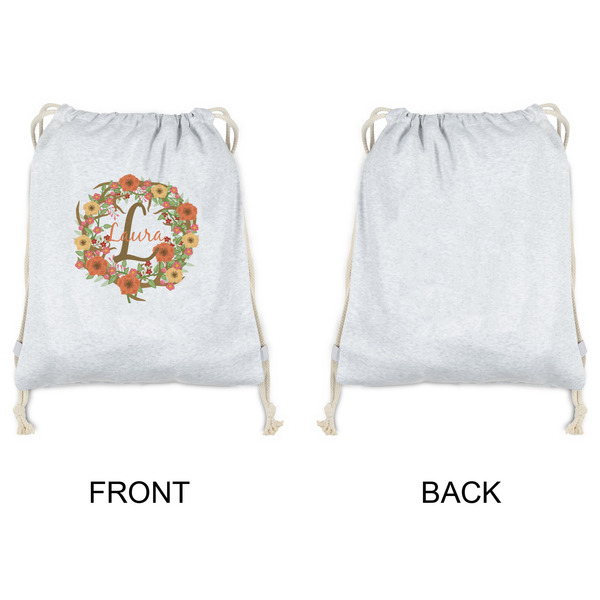 Floral Antler Drawstring Backpacks - Sweatshirt Fleece - Single Sided - APPROVAL