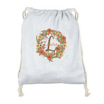 Floral Antler Drawstring Backpack - Sweatshirt Fleece (Personalized)