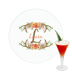 Floral Antler Printed Drink Topper -  2.5" (Personalized)