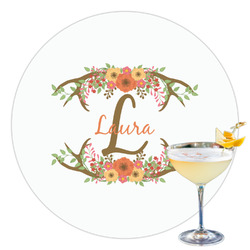 Floral Antler Printed Drink Topper - 3.5" (Personalized)