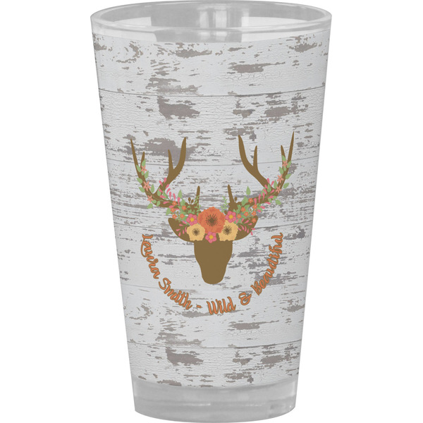 Custom Floral Antler Pint Glass - Full Color (Personalized)