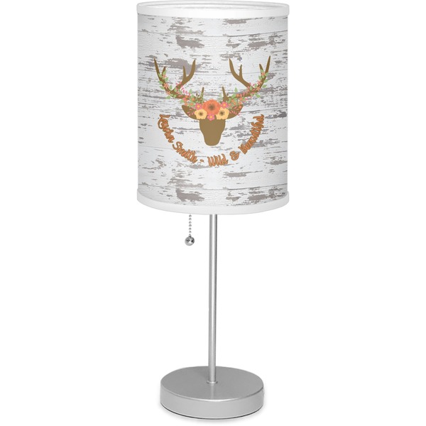 Custom Floral Antler Lamp with Drum Shade (Personalized)