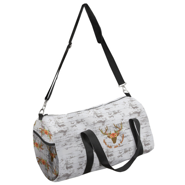 Custom Floral Antler Duffel Bag - Large (Personalized)