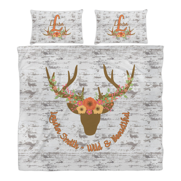 Floral Antler Duvet Cover Set - King - Alt Approval