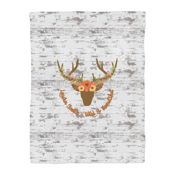 Floral Antler Duvet Cover - Twin - Front