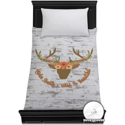 Floral Antler Duvet Cover - Twin XL (Personalized)