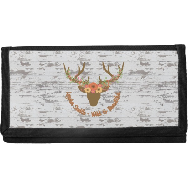Custom Floral Antler Canvas Checkbook Cover (Personalized)