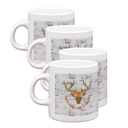 Floral Antler Single Shot Espresso Cups - Set of 4 (Personalized)