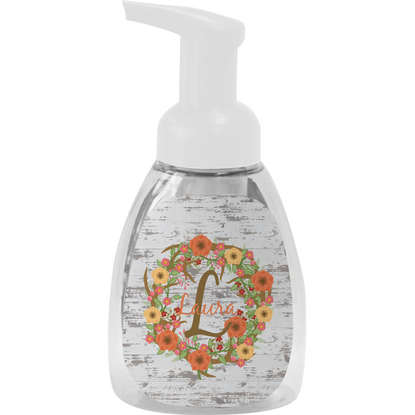 Custom Floral Antler Foam Soap Bottle - White (Personalized)