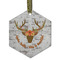 Floral Antler Frosted Glass Ornament - Hexagon
