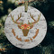 Floral Antler Frosted Glass Ornament - Round (Lifestyle)