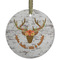 Floral Antler Frosted Glass Ornament - Round