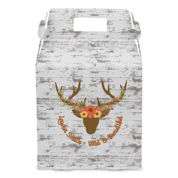 Floral Antler Gable Favor Box - Front