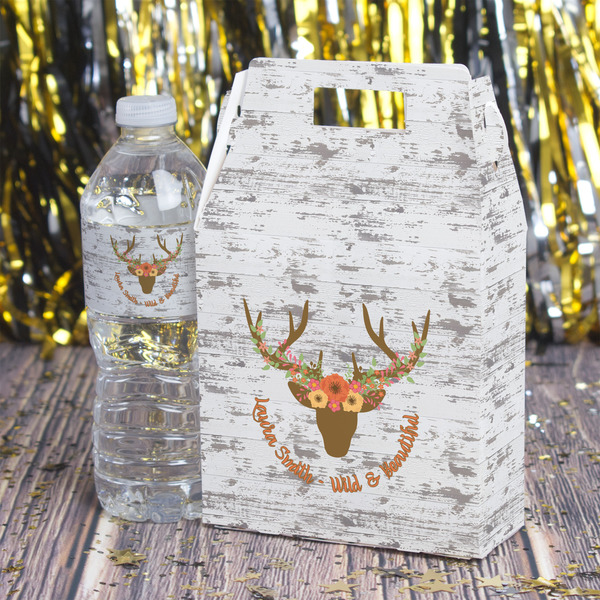 Floral Antler Gable Favor Box - In Context