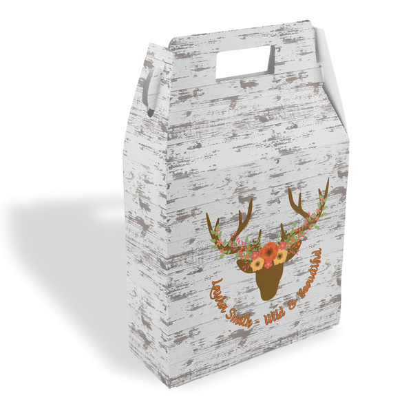 Custom Floral Antler Gable Favor Box (Personalized)
