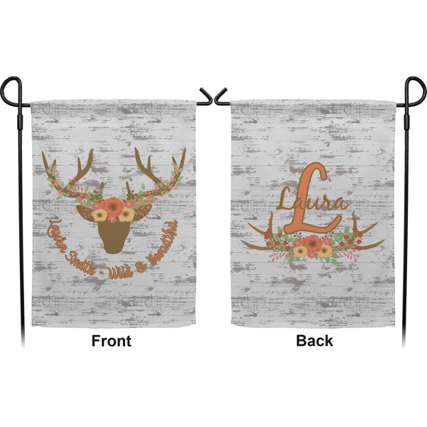 Floral Antler Garden Flag - Double Sided Front and Back