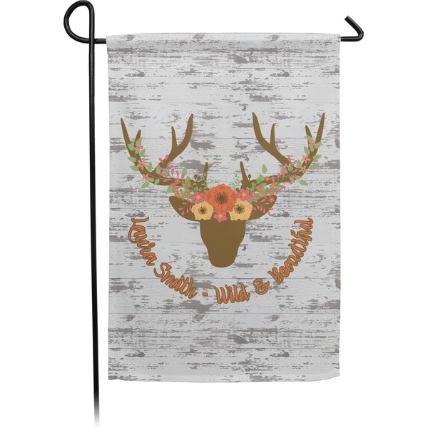 Custom Floral Antler Small Garden Flag - Double Sided w/ Name or Text