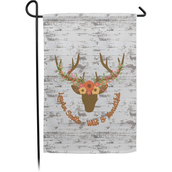 Custom Floral Antler Garden Flag (Personalized)