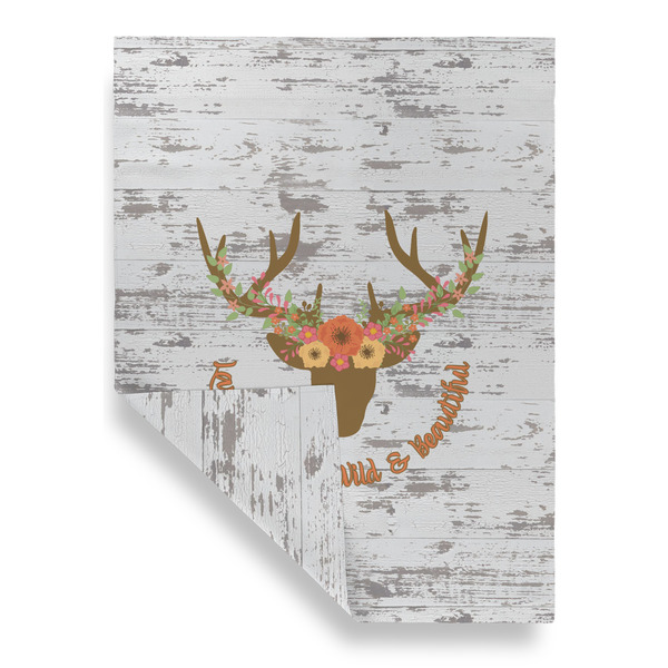 Floral Antler Garden Flags - Large - Double Sided - FRONT FOLDED