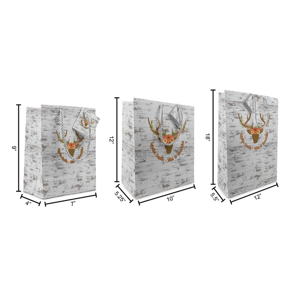 Floral Antler Gift Bags - All Sizes - Dimensions