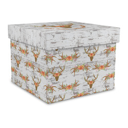Floral Antler Gift Box with Lid - Canvas Wrapped - Large (Personalized)
